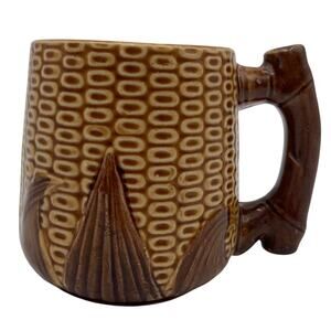 Japanese Ear of Corn Mug Cup Majolica Pottery Glazed Made in Japan Vintage READ